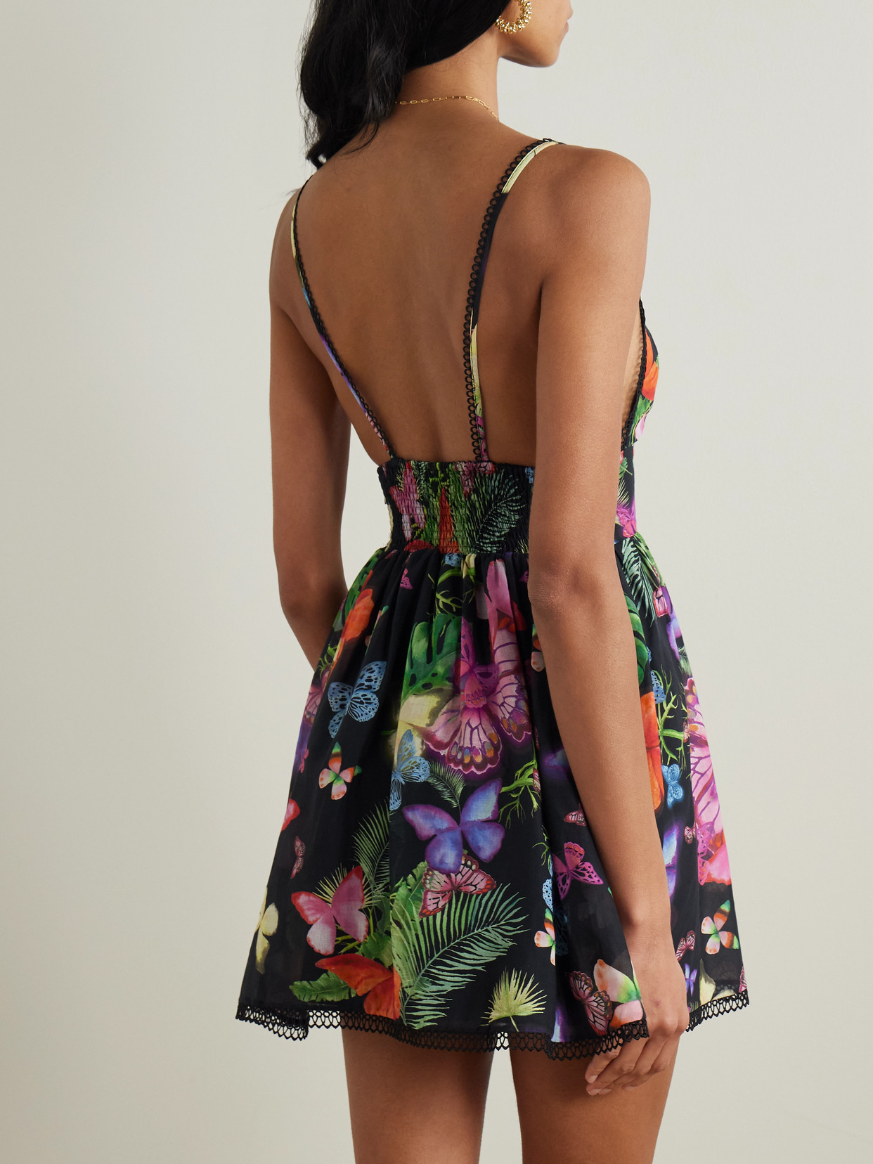 Charo Ruiz Ibiza Issya Printed Cotton-blend Mini Dress In Black