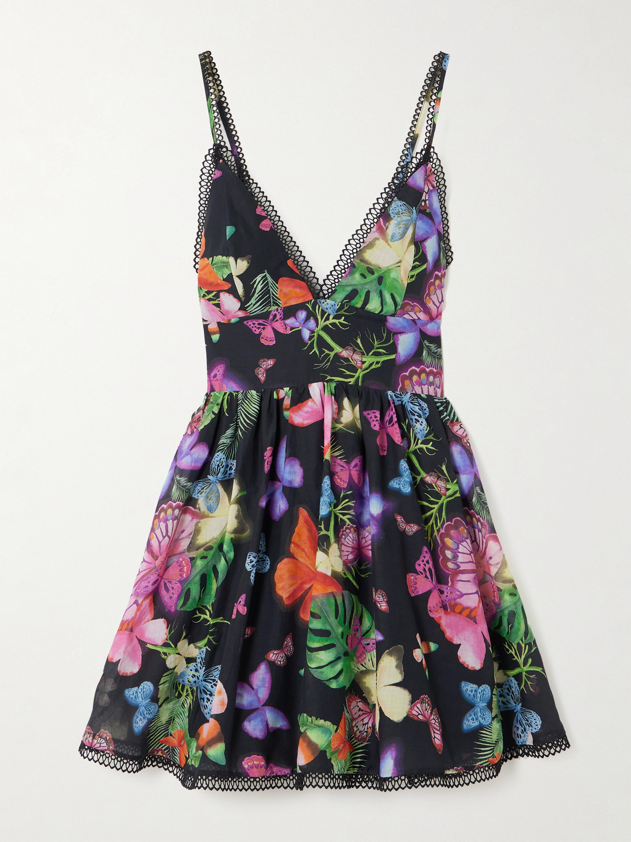 Charo Ruiz Ibiza Issya Printed Cotton-blend Mini Dress In Black