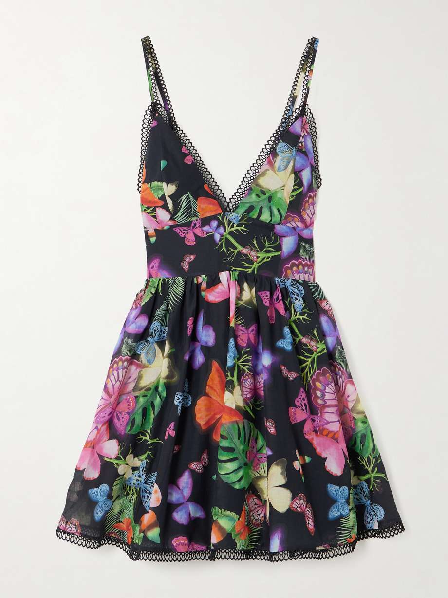 issya printed cotton-blend mini dress