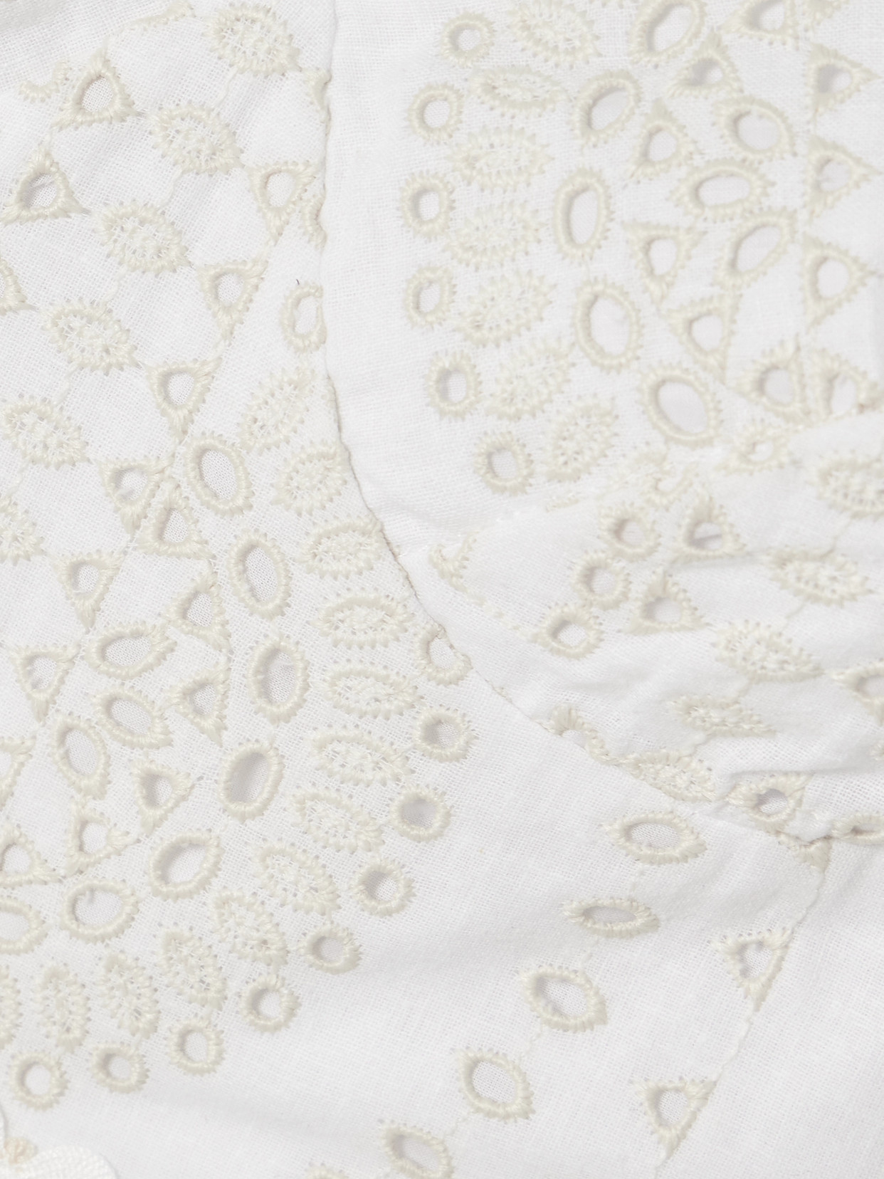 Charo Ruiz 'goldie' White Top With V-neck On The Front And Perforated Design In Ivory