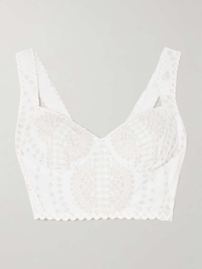 Charo Ruiz Goldie Broderie Anglaise Cotton-blend Bustier Top