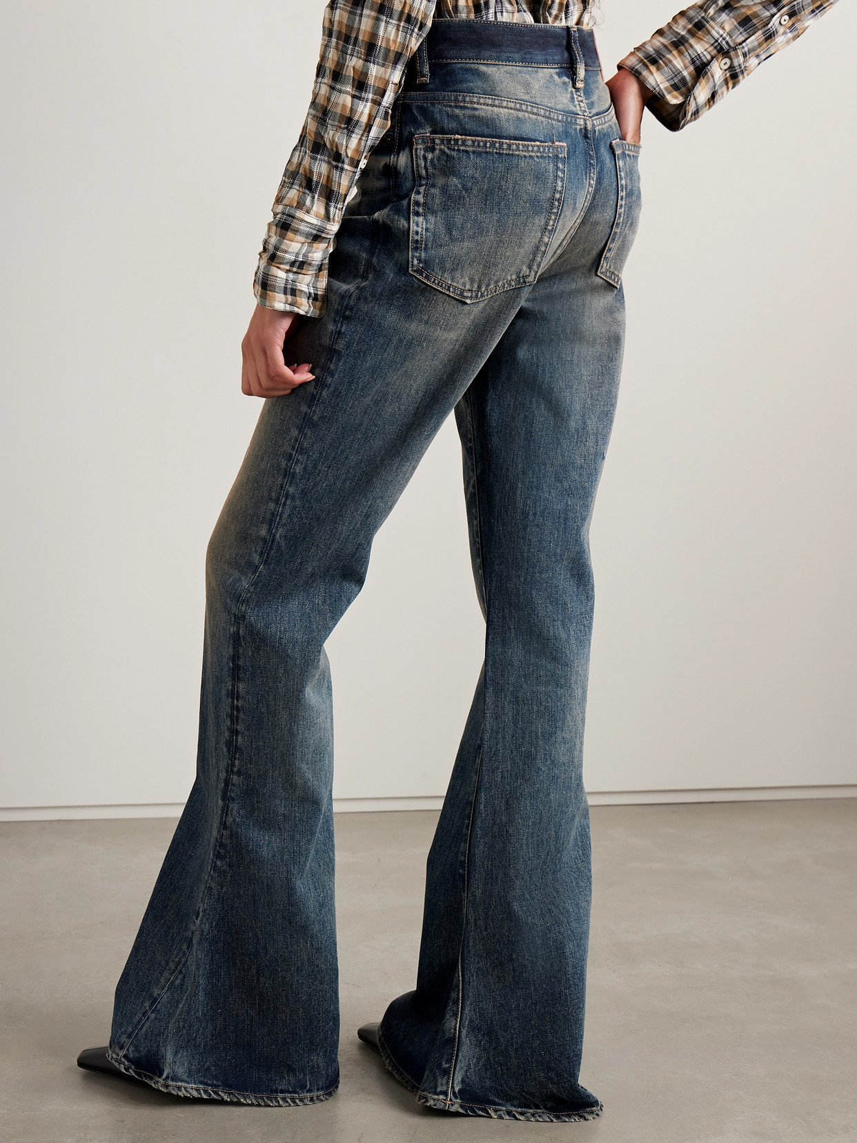 Acne Studios Distressed High-rise Slim-fit Flared Organic Jeans