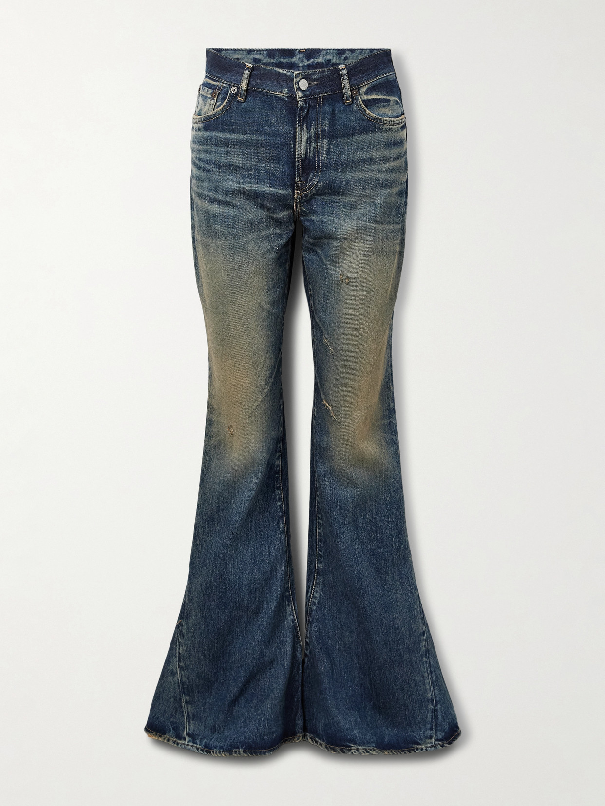 Acne Studios Distressed High-rise Slim-fit Flared Organic Jeans