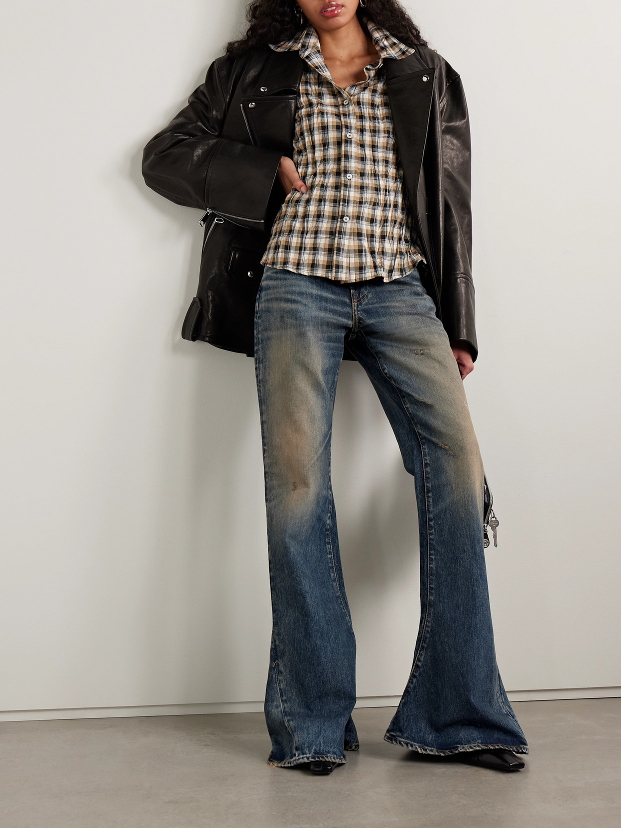 Acne Studios Distressed High-rise Slim-fit Flared Organic Jeans