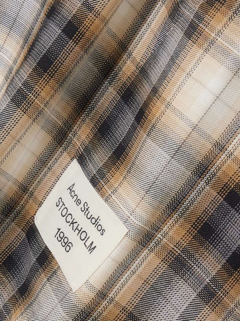 Hooded Appliquéd Checked Woven Shirt | Image | 4