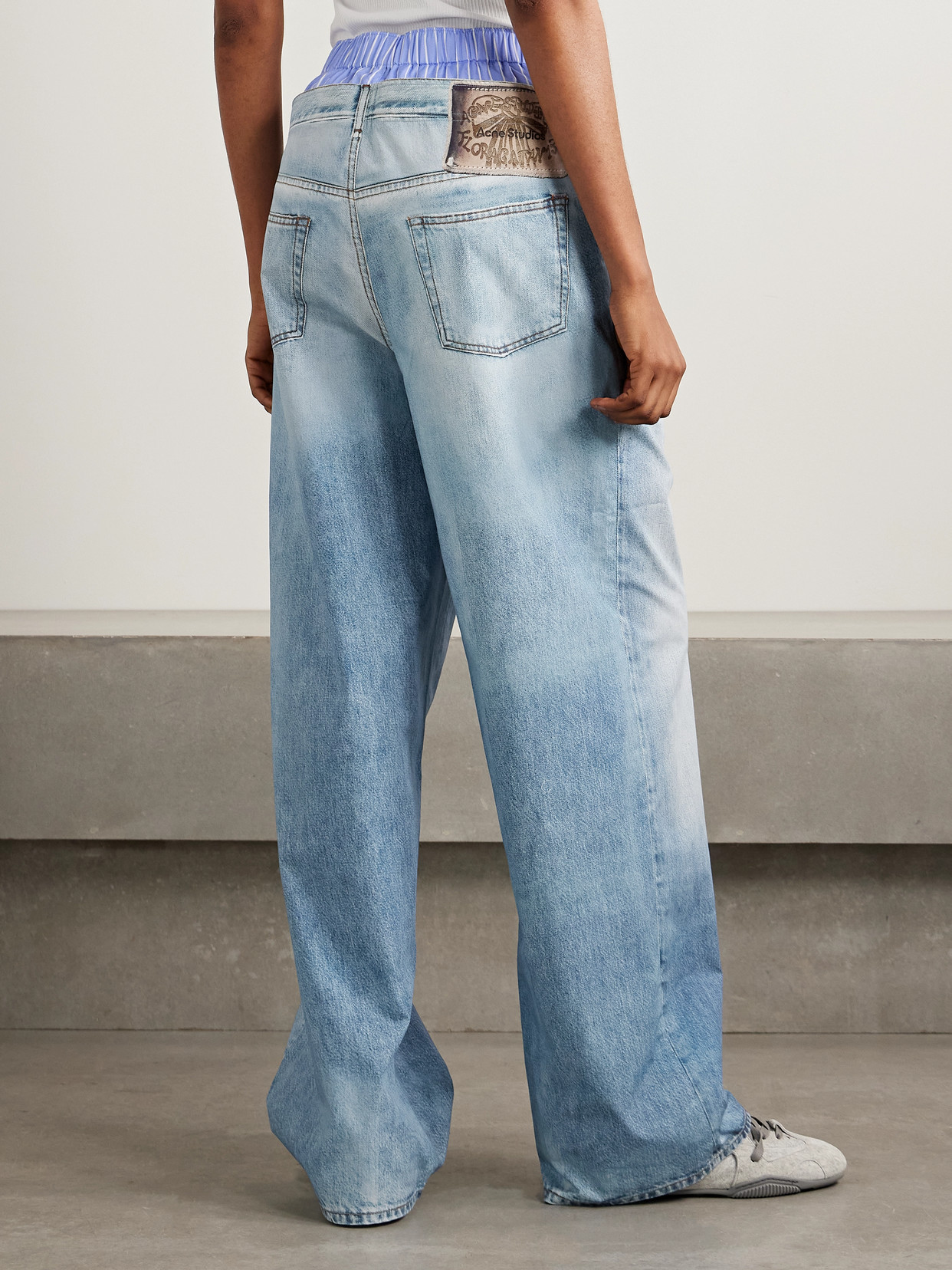 Acne Studios Trompe-loeil Print Trousers In Blue