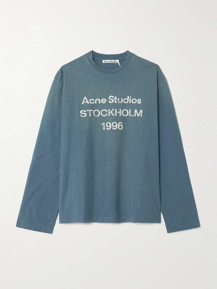 Acne Studios Printed Organic Cotton And Hemp-blend Jersey T-shirt
