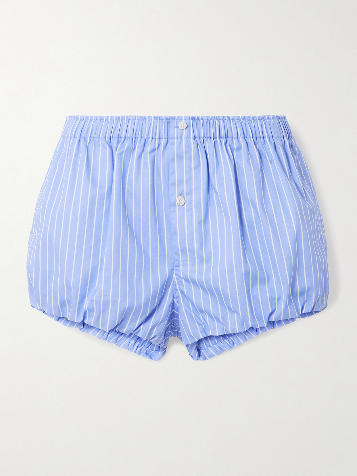 Acne Studios Gathered Striped Cotton-poplin Shorts