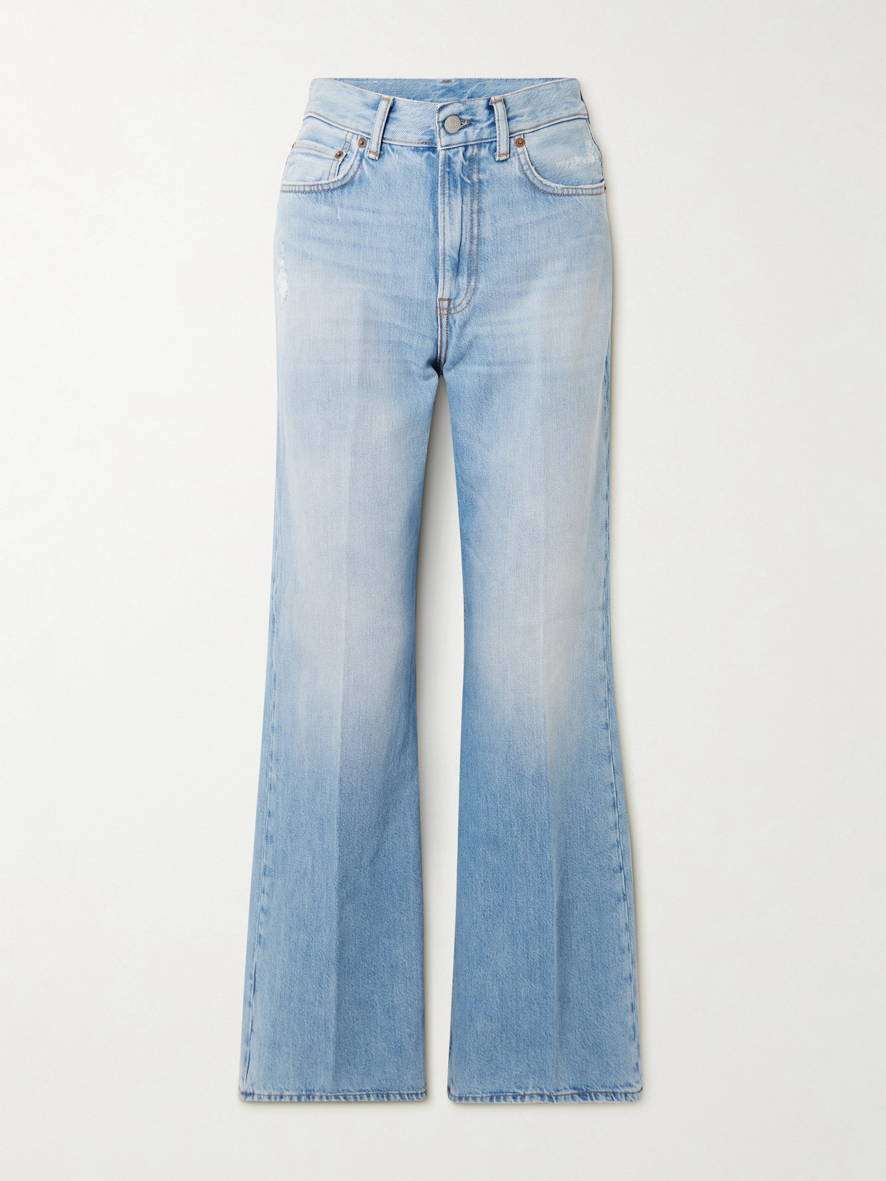 Acne Studios Distressed High-rise Wide-leg Organic Jeans