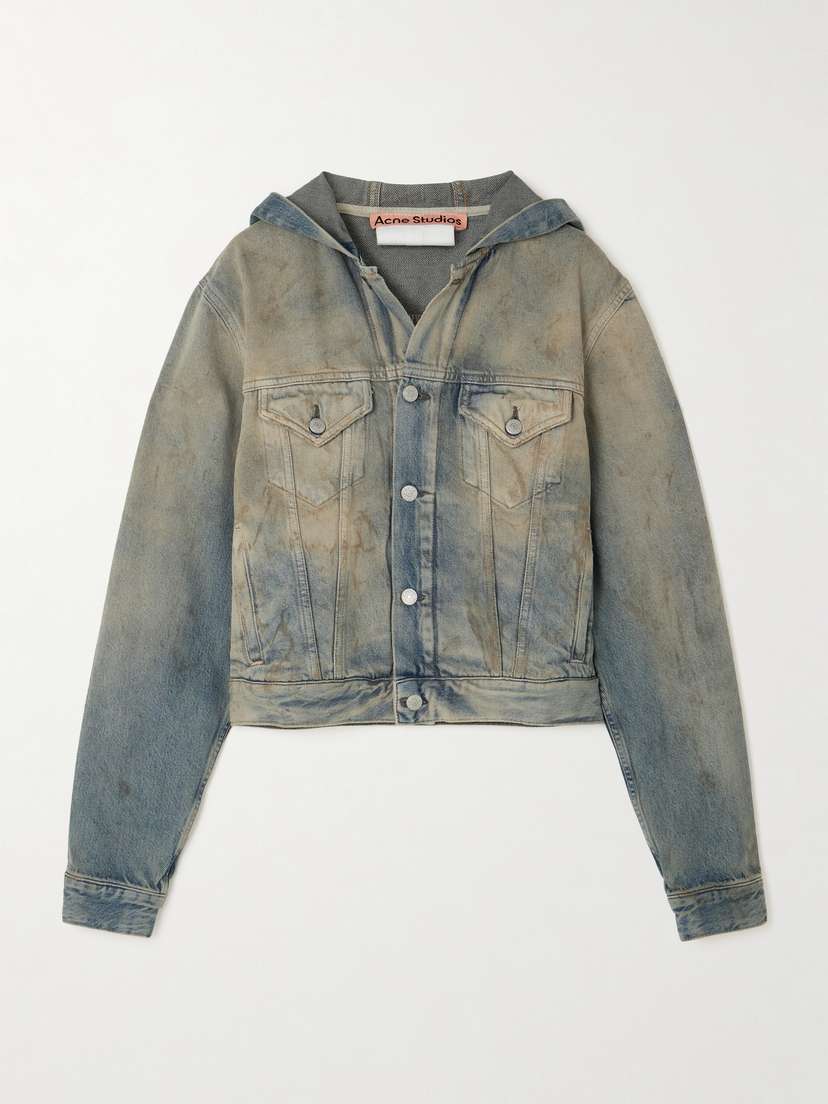 Acne Studios Hooded Distressed Organic Denim Jacket