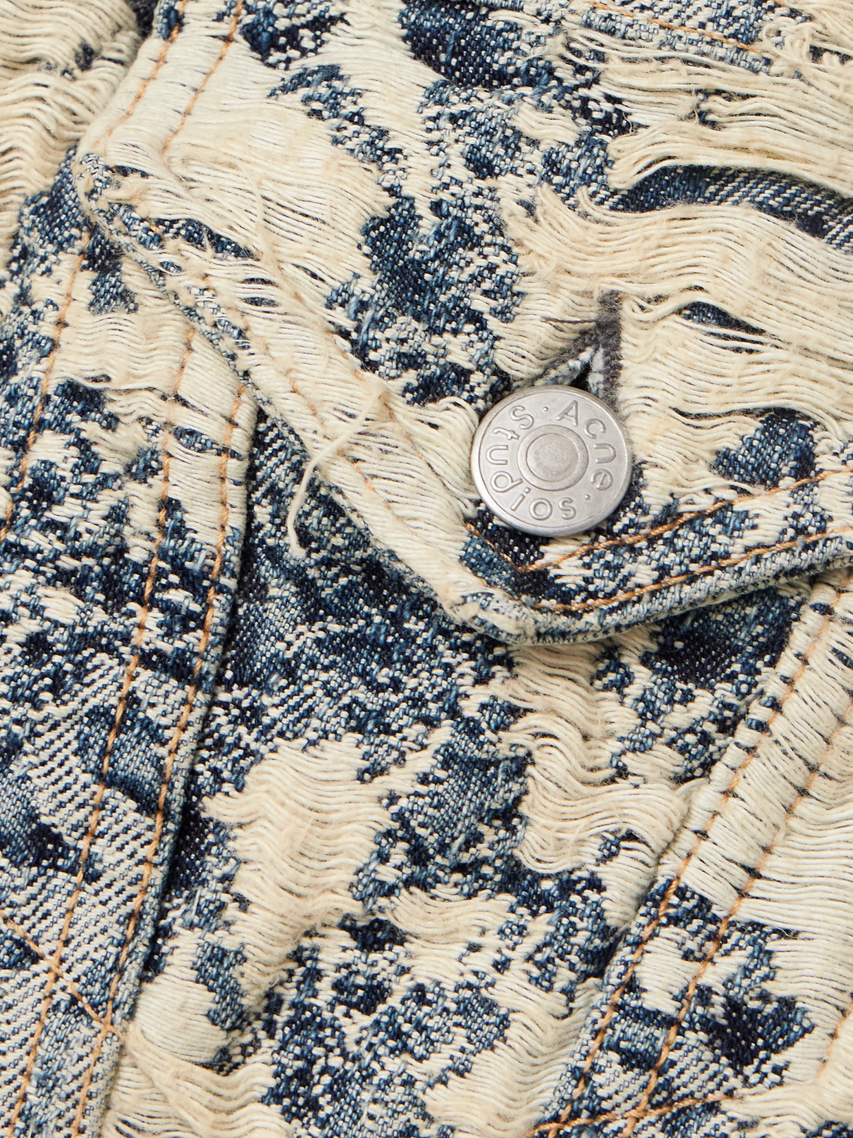 Acne Studios Hooded Distressed Organic Denim-jacquard Jacket