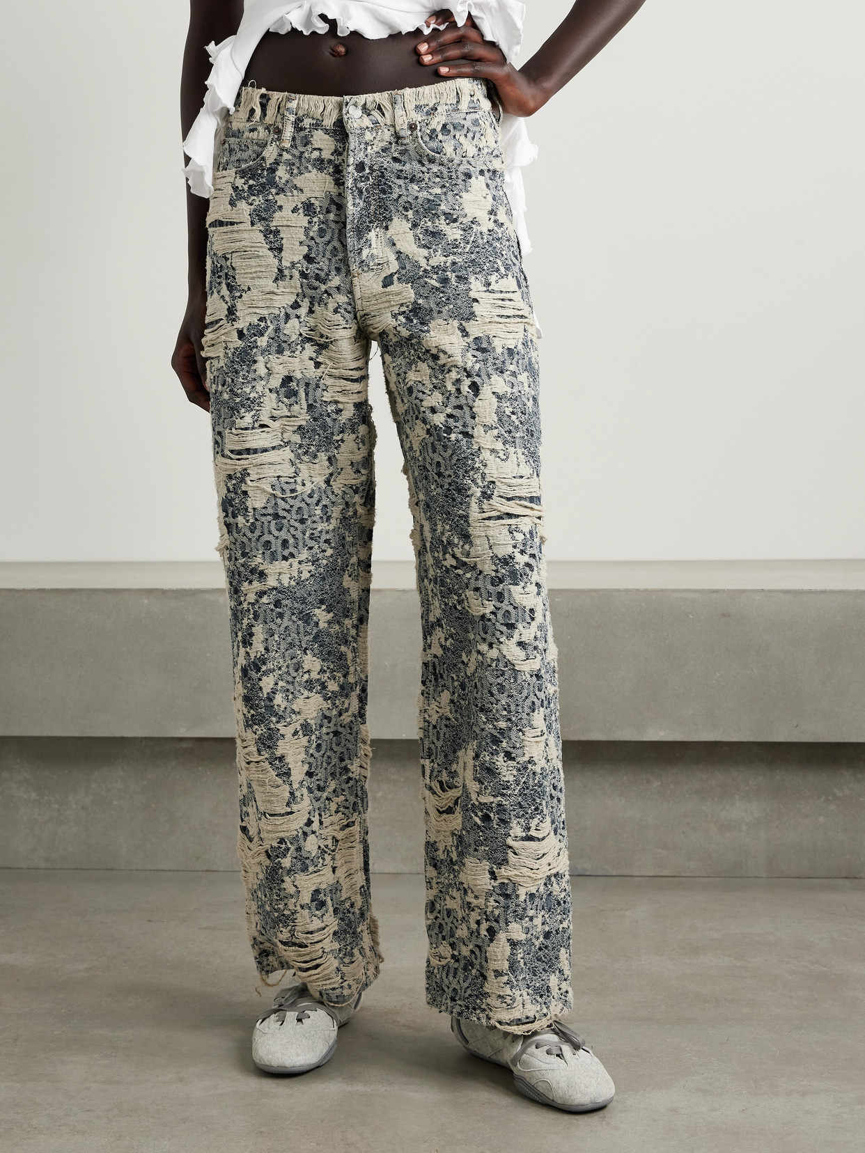 Acne Studios 1981 Distressed Mid-rise Wide-leg Organic Jeans
