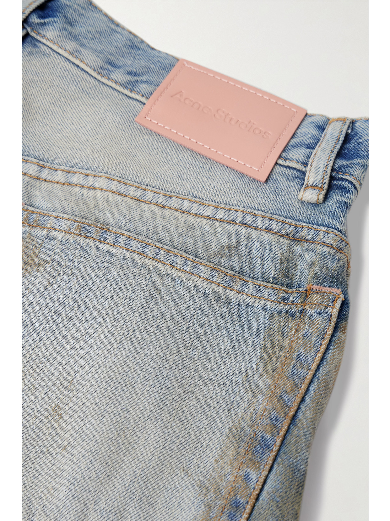 Acne Studios Womens Mid Blue Distressed Wide-leg Mid-rise Jeans