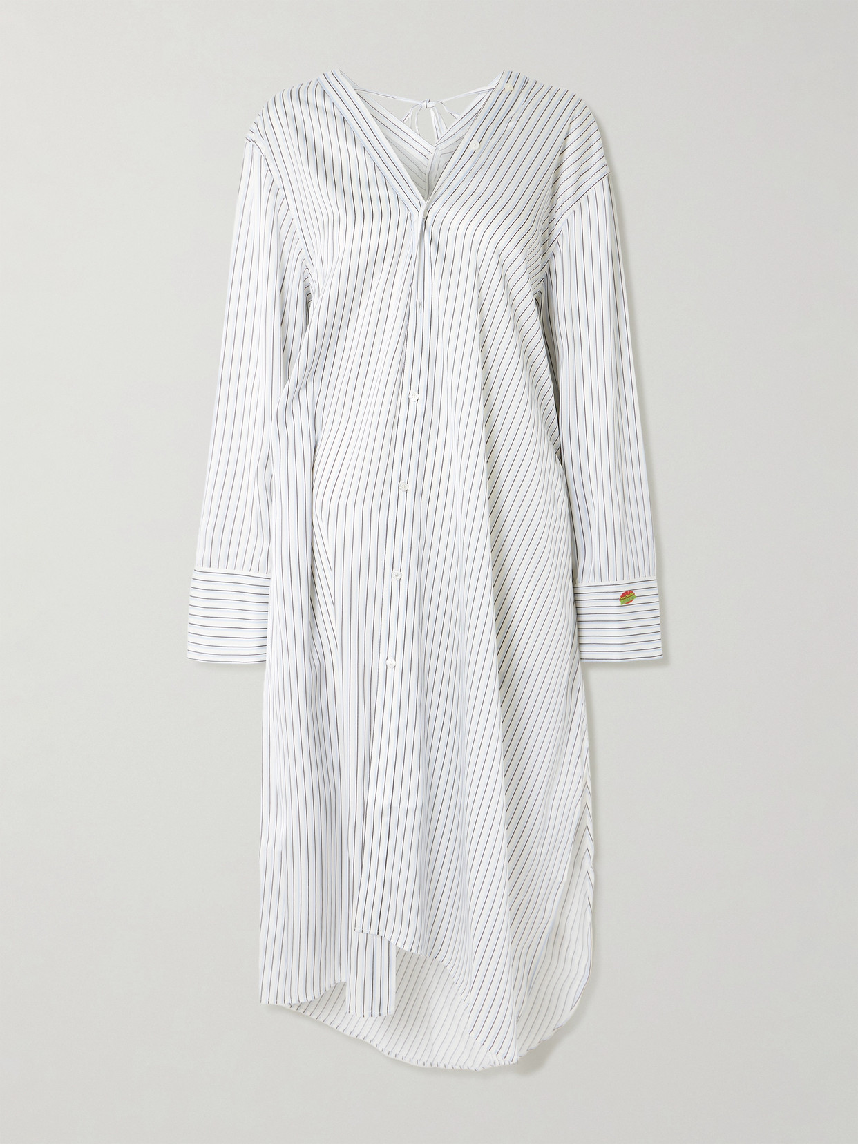 Acne Studios Asymmetric Printed Striped Satin Midi Dress