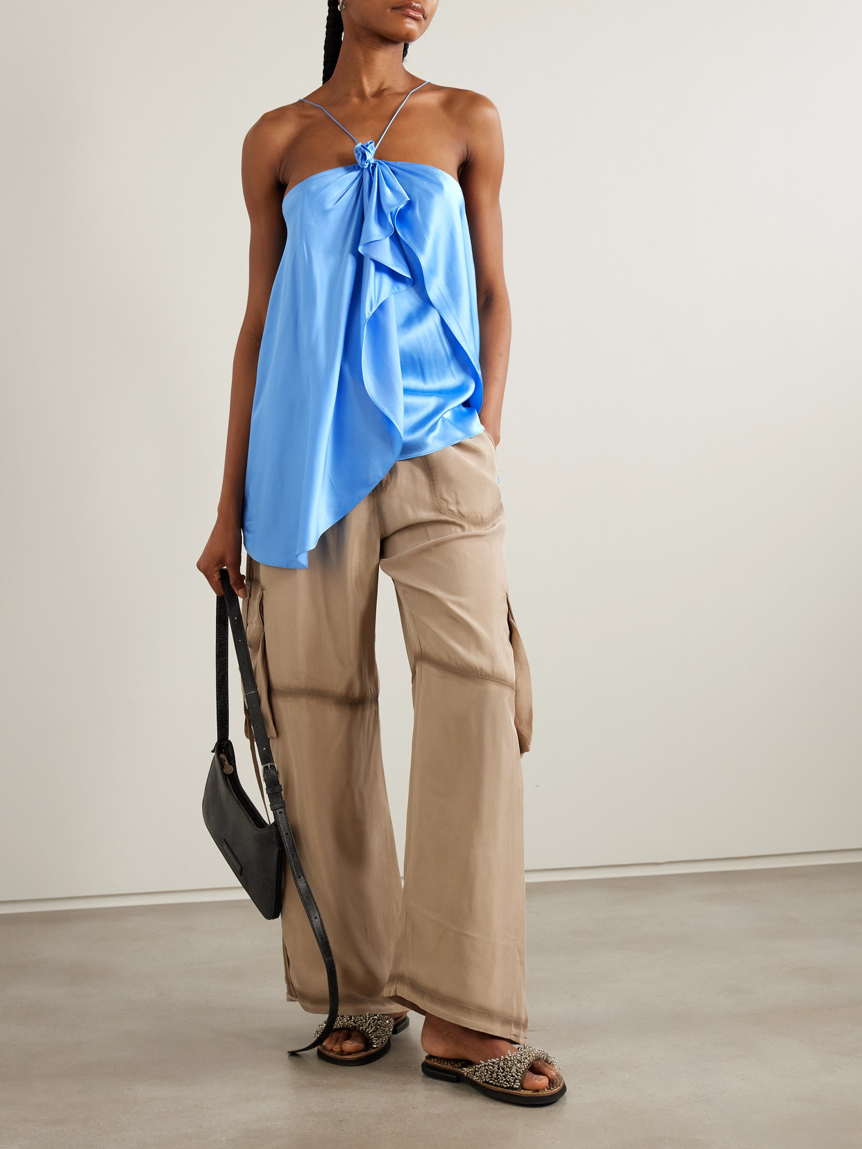 Draped Satin Halterneck Top