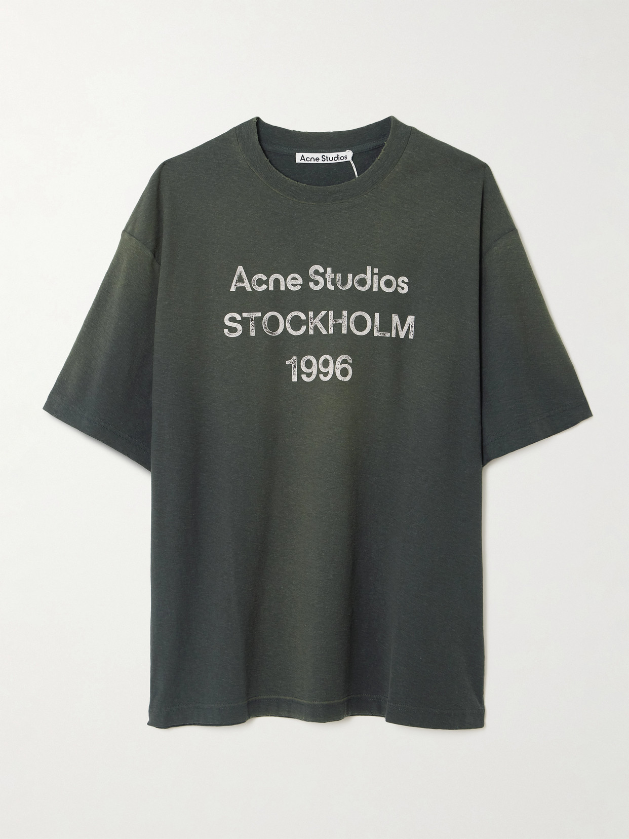 Acne Studios Printed Distressed Cotton-jersey T-shirt