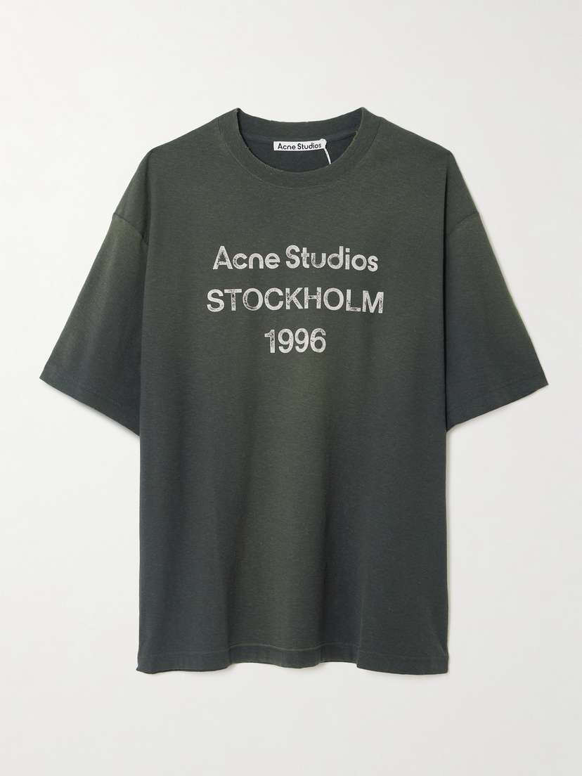 Acne Studios Printed Distressed Organic Cotton-jersey T-shirt