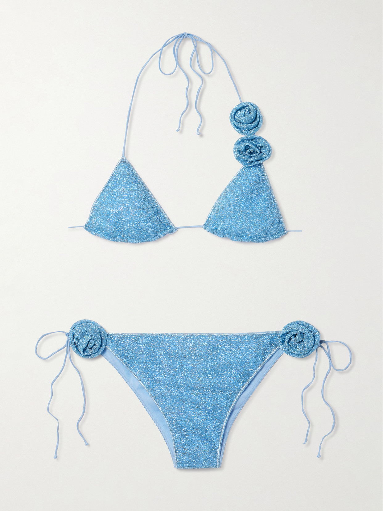 Oseree Lumière Rose Appliquéd Lurex Triangle Bikini