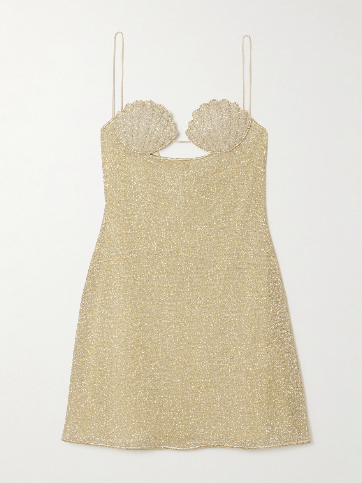 Oseree Lumière Cutout Embroidered Metallic Stretch-knit Mini Dress
