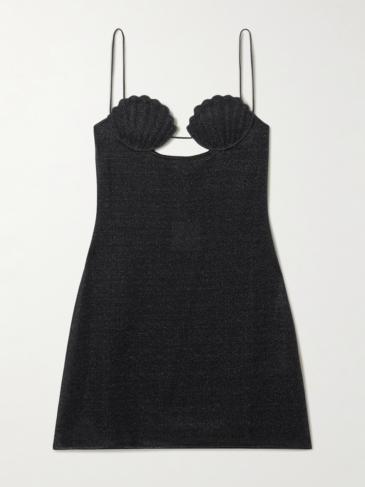 Oseree Lumière Cutout Embroidered Metallic Stretch-knit Mini Dress