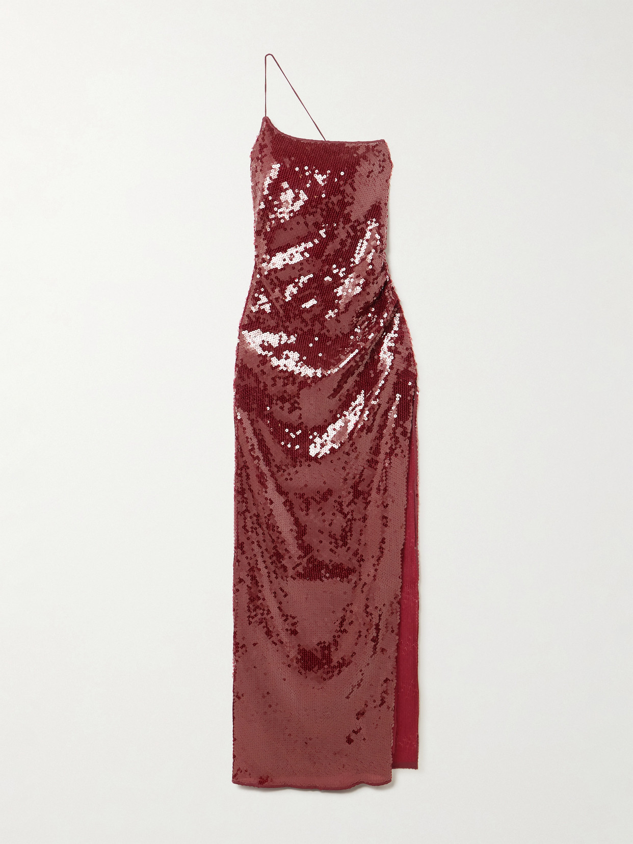Oseree One-shoulder Sequined Stretch-mesh Maxi Dress