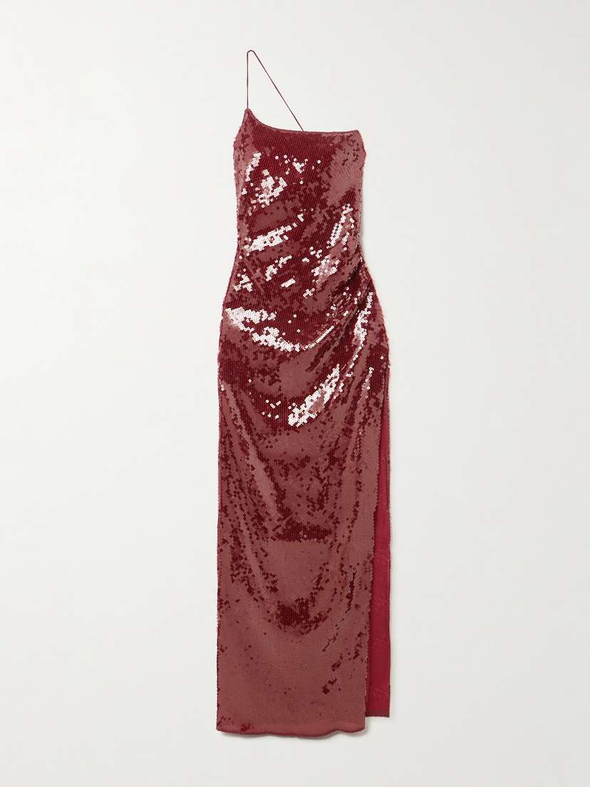 Oséree One-shoulder Sequined Stretch-mesh Maxi Dress