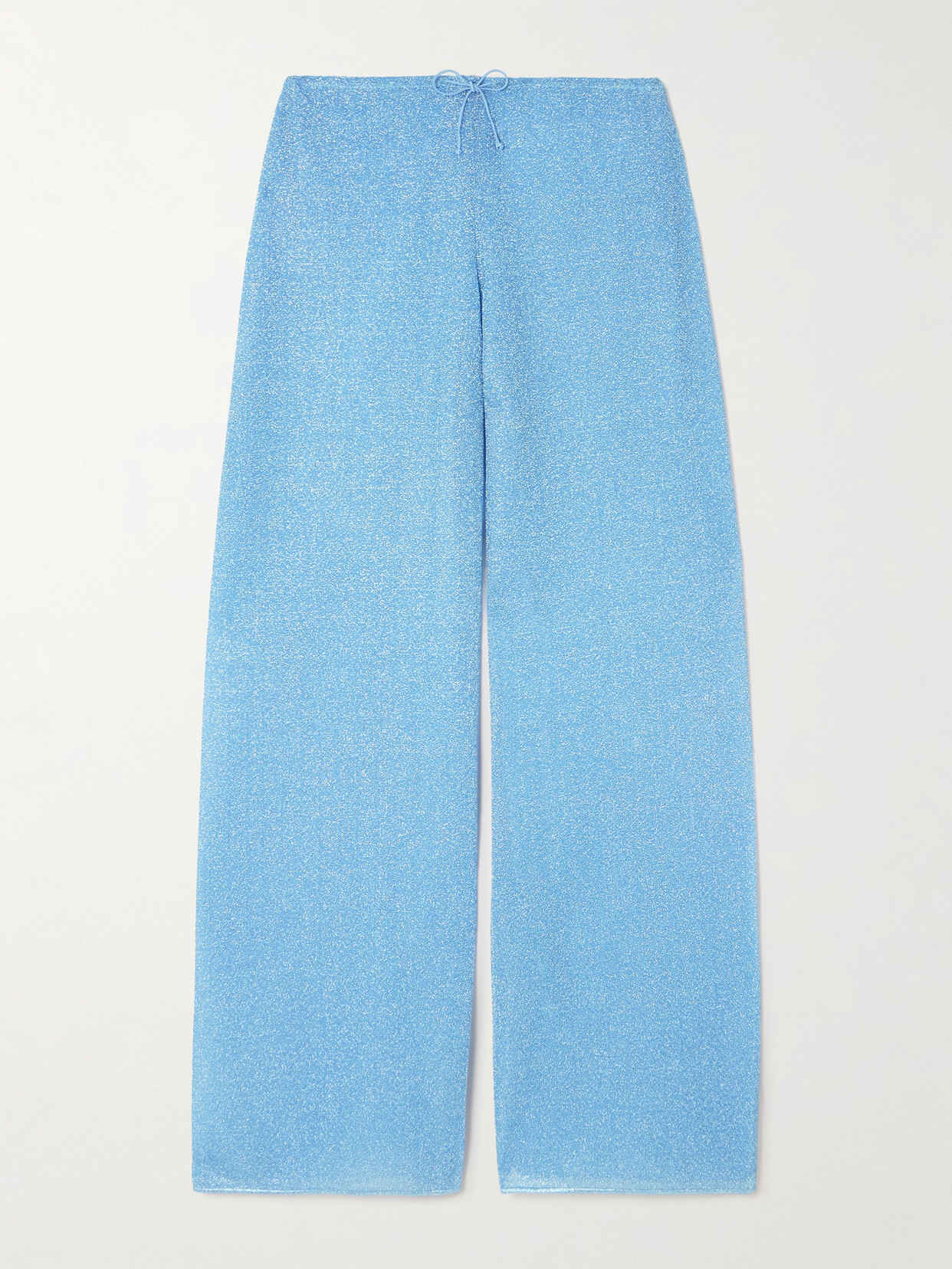 Oseree Lumière Metallic Stretch-knit Straight-leg Pants