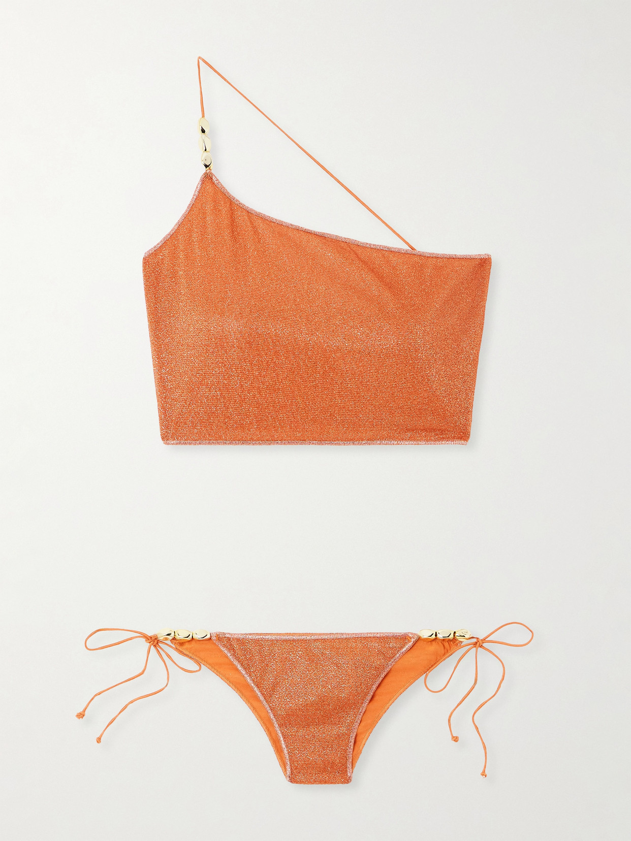 Oseree Glazed Lumière One-shoulder Metallic Bikini