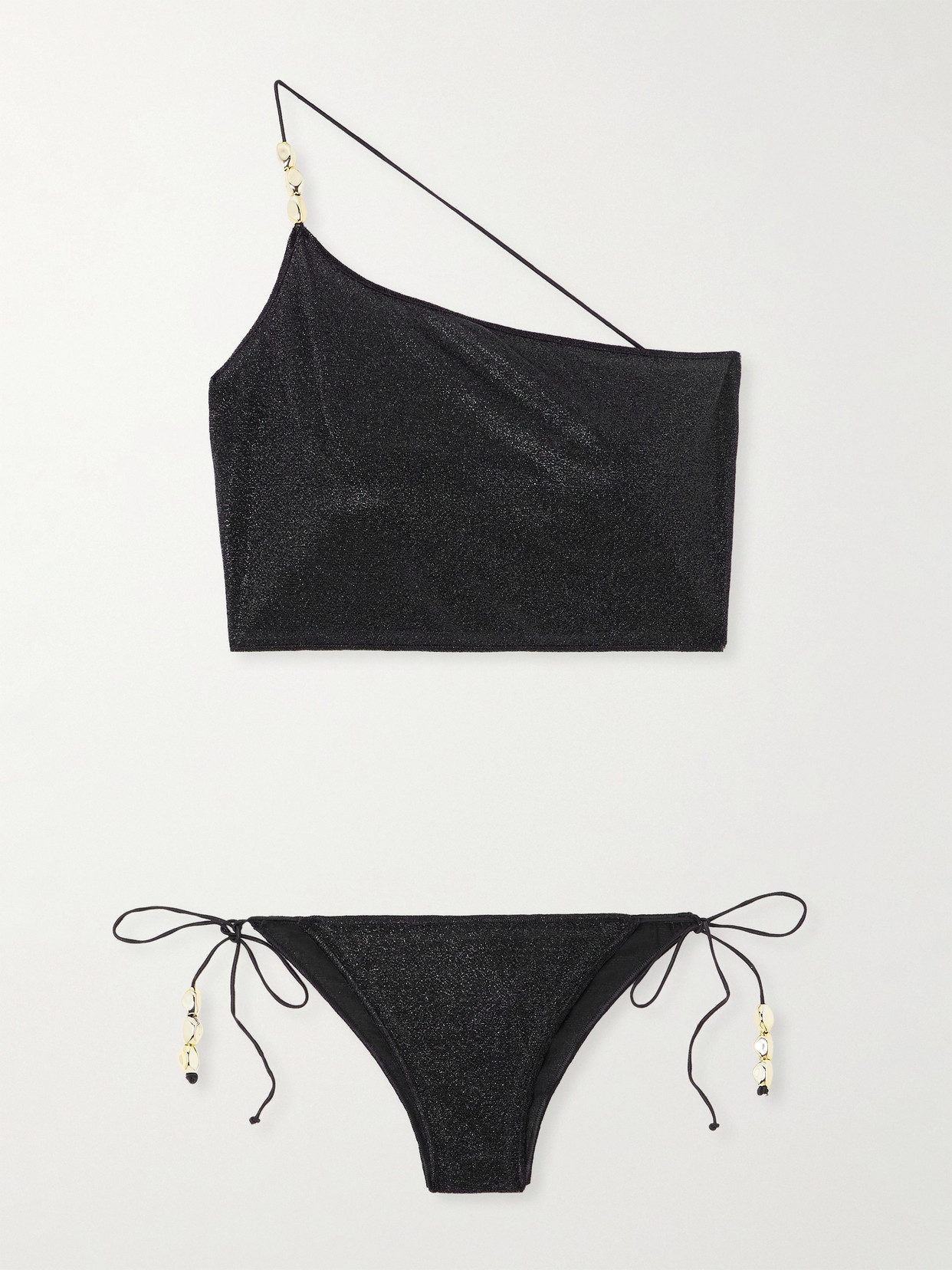 Oseree One-shoulder Embellished Metallic Bikini