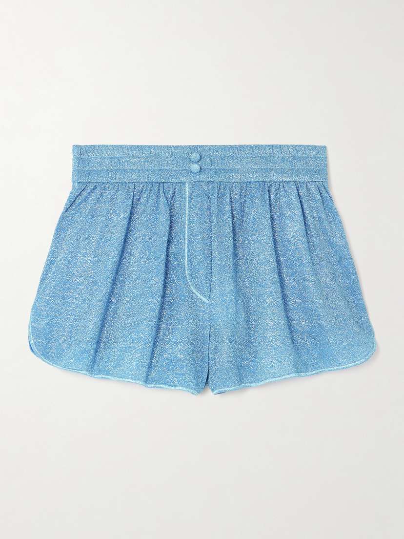 Oséree Lumière Metallic Stretch-knit Shorts