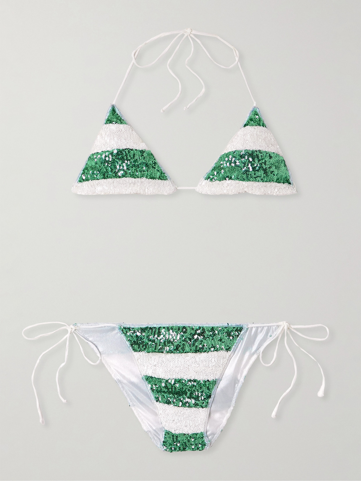 Oseree Lumière Candy Striped Sequined Bikini