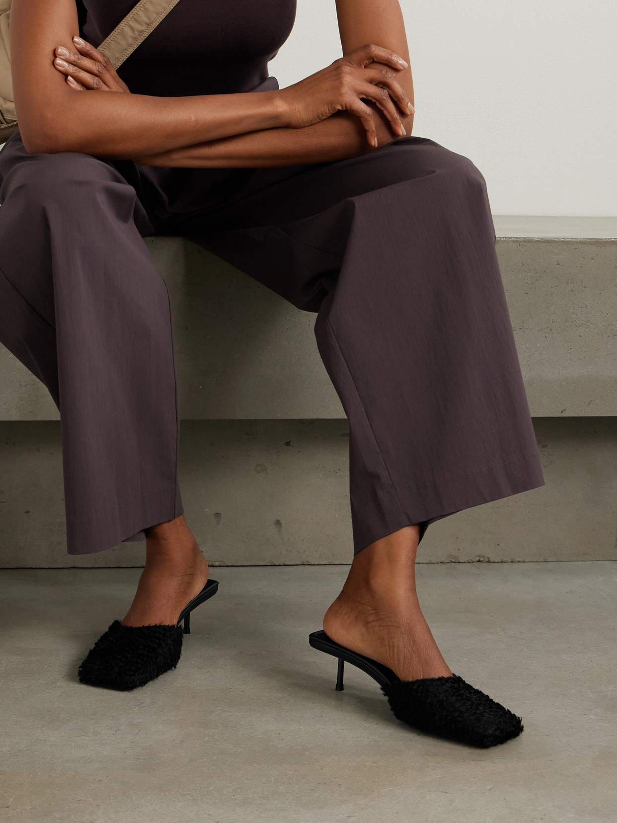 St Agni Fleece Mules In Black