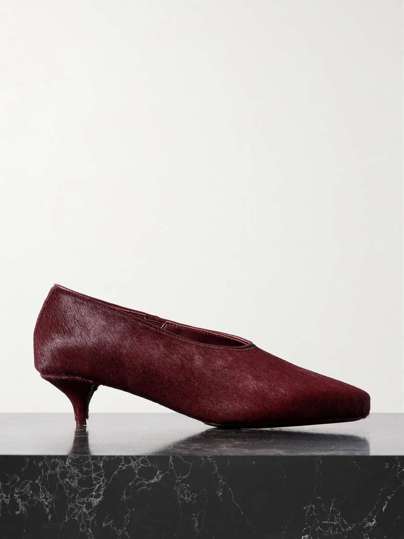 St. Agni Leather-trimmed Calf Hair Pumps