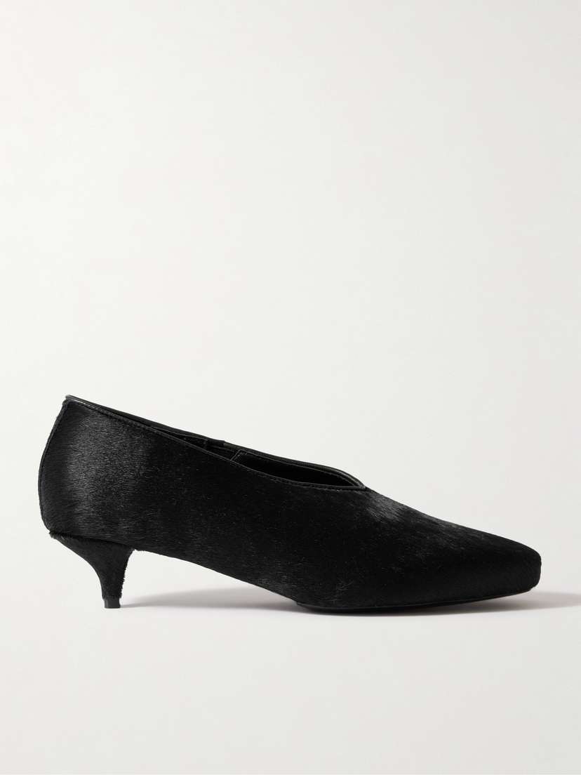 St. Agni Leather-trimmed Calf Hair Pumps