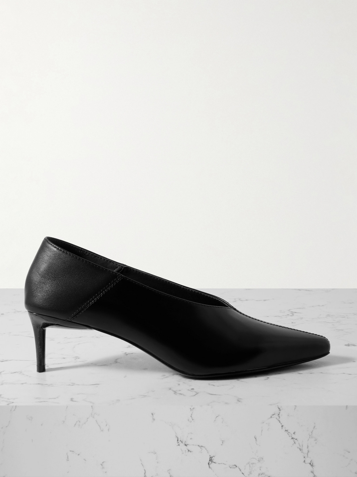 St Agni Collapsible-heel Leather Pumps In Black