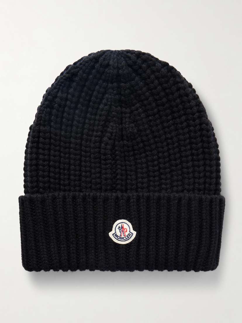 Moncler Appliquéd Ribbed Wool And Cashmere-blend Beanie
