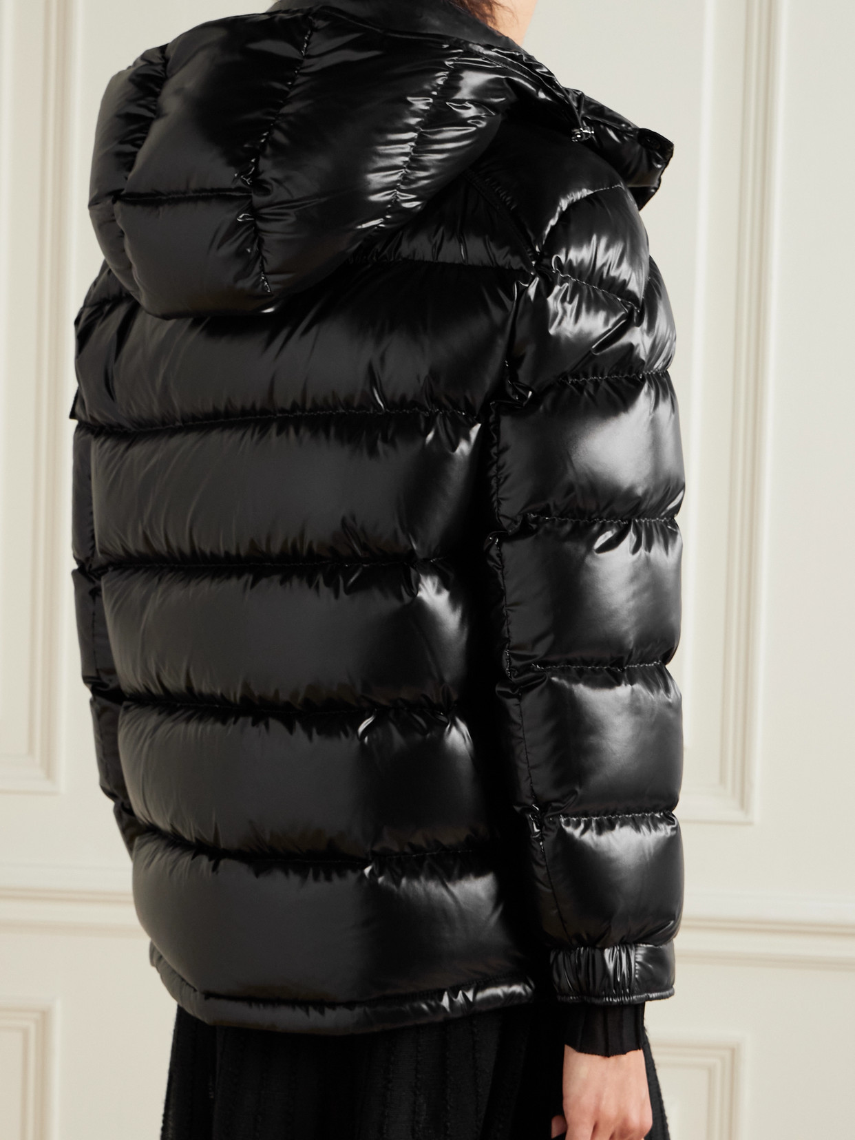Maire Hooded Quilted Glossed-Shell Down Jacket