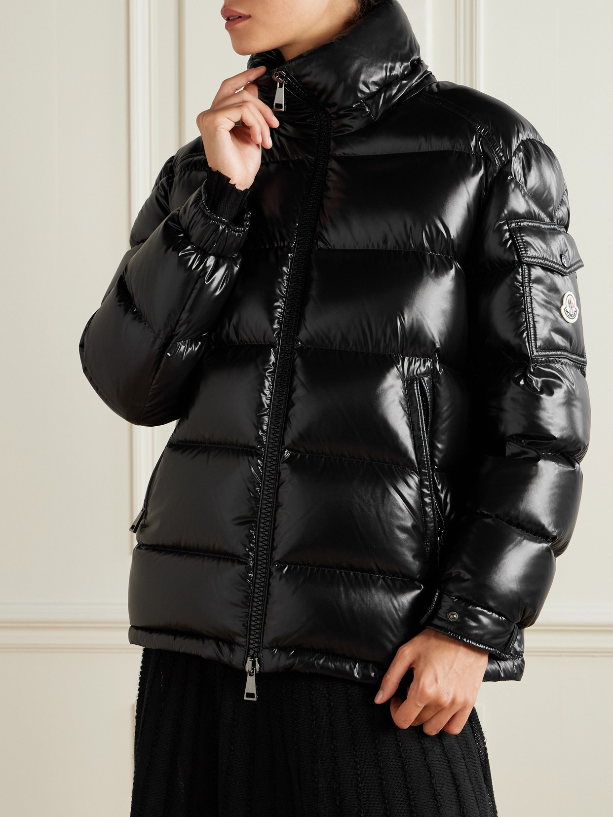Maire Hooded Quilted Glossed-Shell Down Jacket
