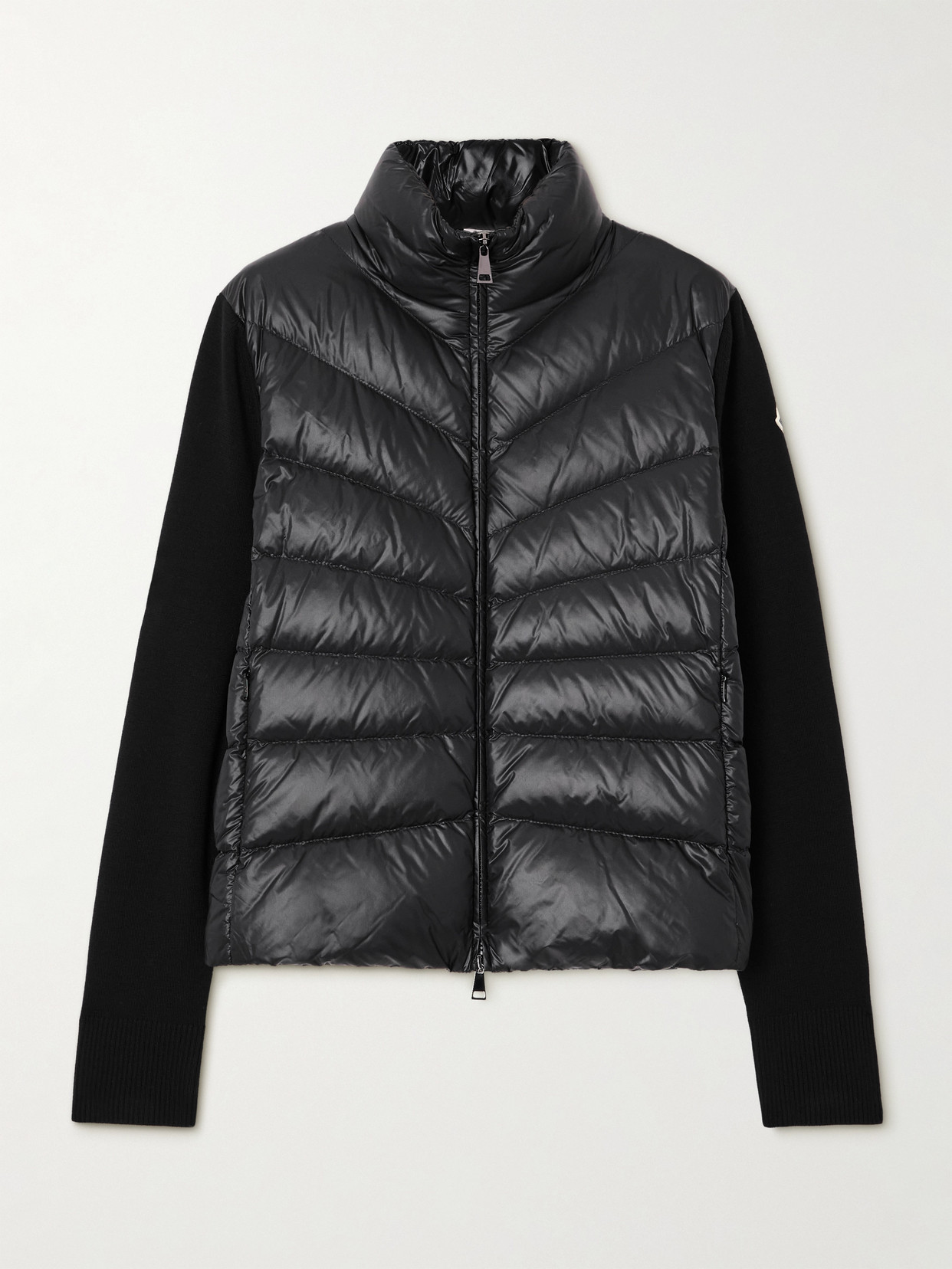 Moncler Wool And Shell Quilted Down Jacket In Black