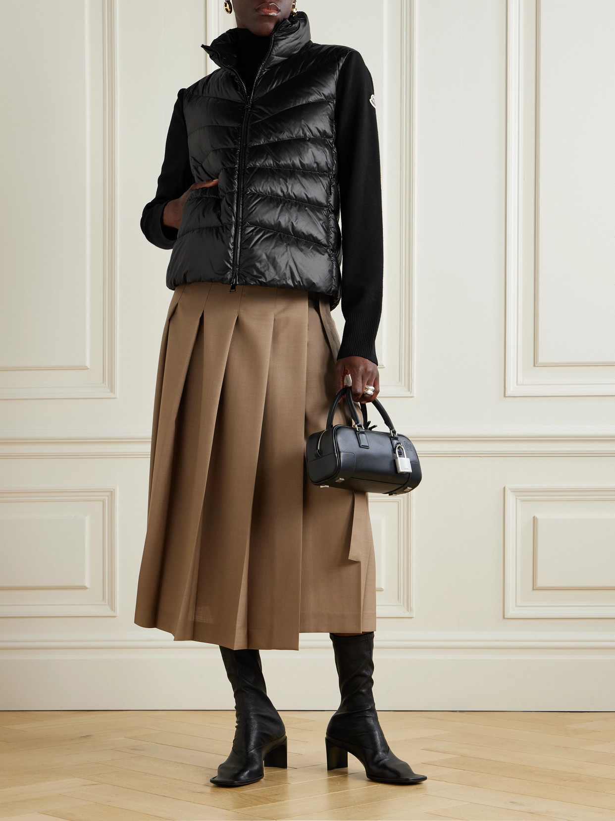Wool And Shell Quilted Down Jacket