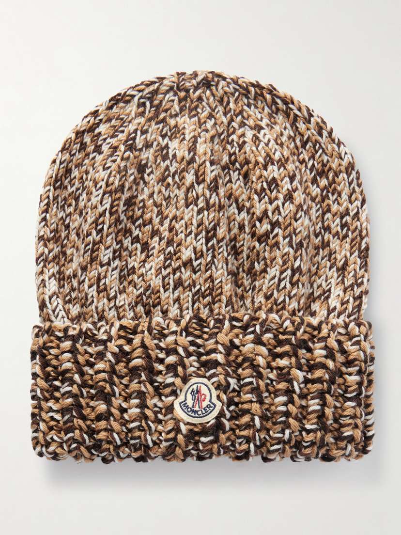 Moncler Appliquéd Ribbed Wool Beanie