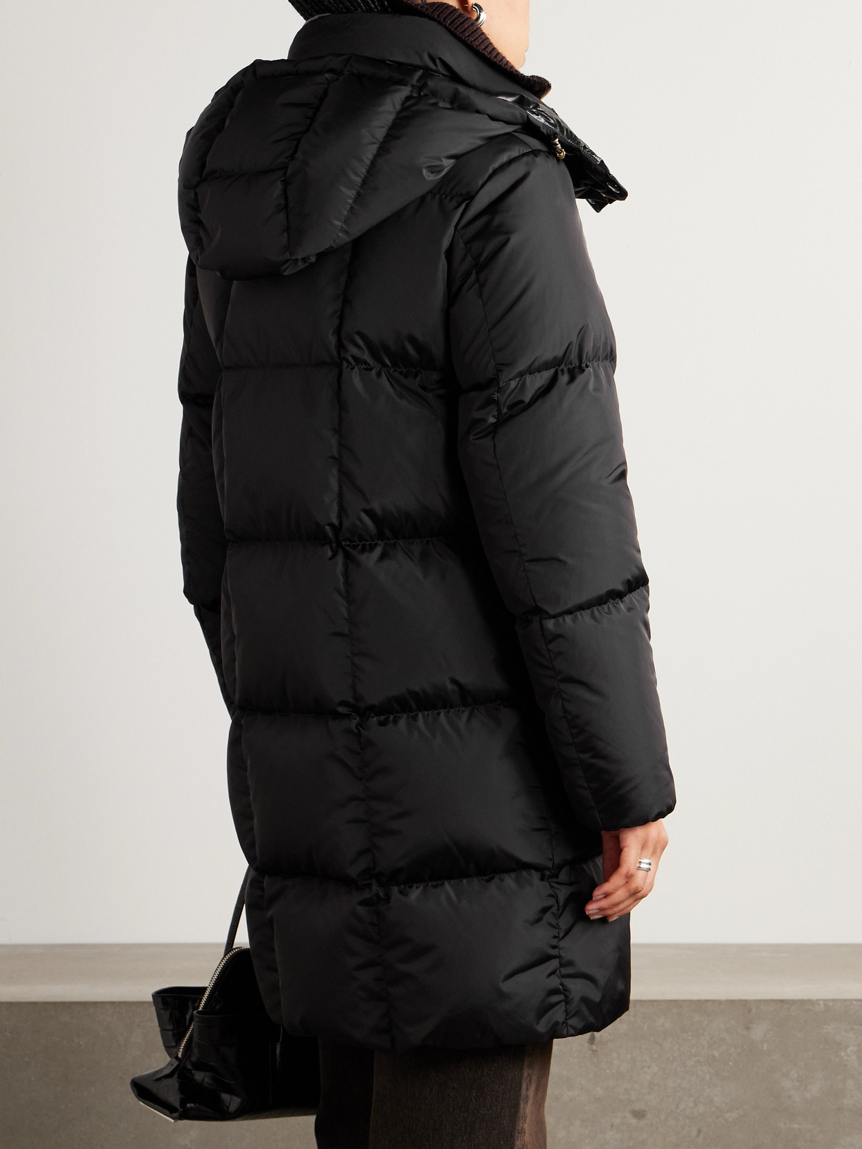 Appliquéd Hooded Down Coat