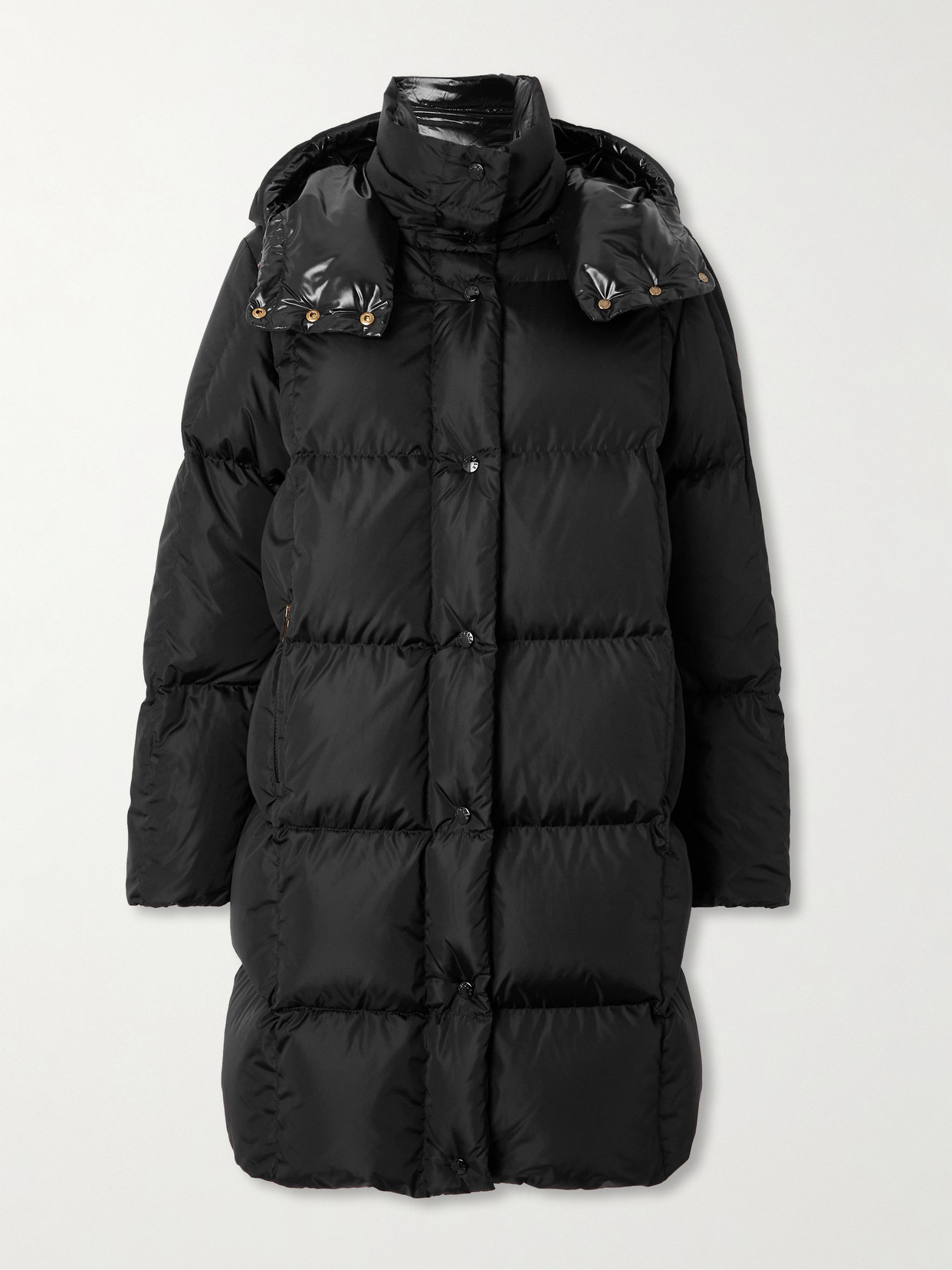 Moncler Appliquéd Hooded Shell Down Coat In Black