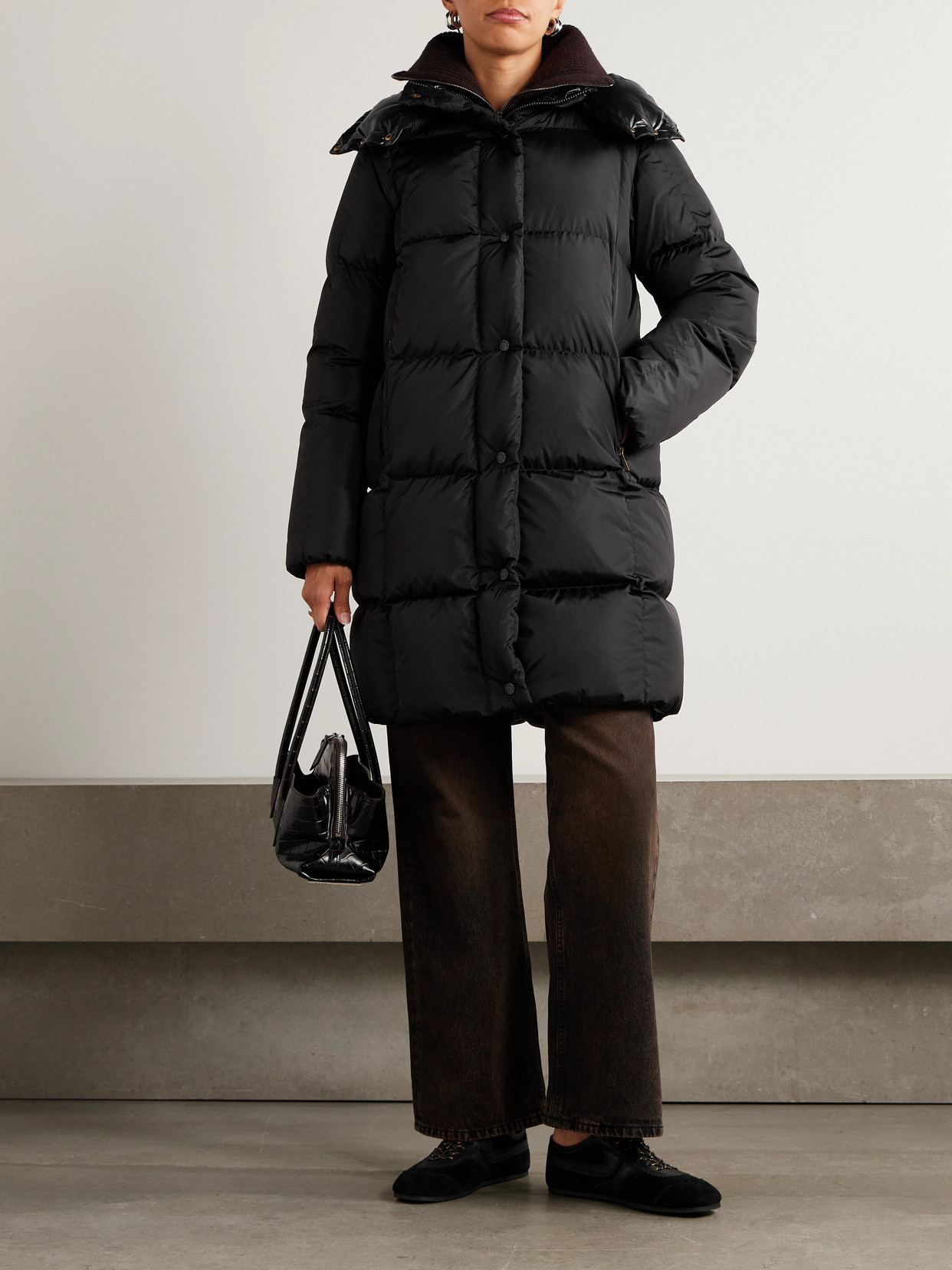 Appliquéd Hooded Down Coat
