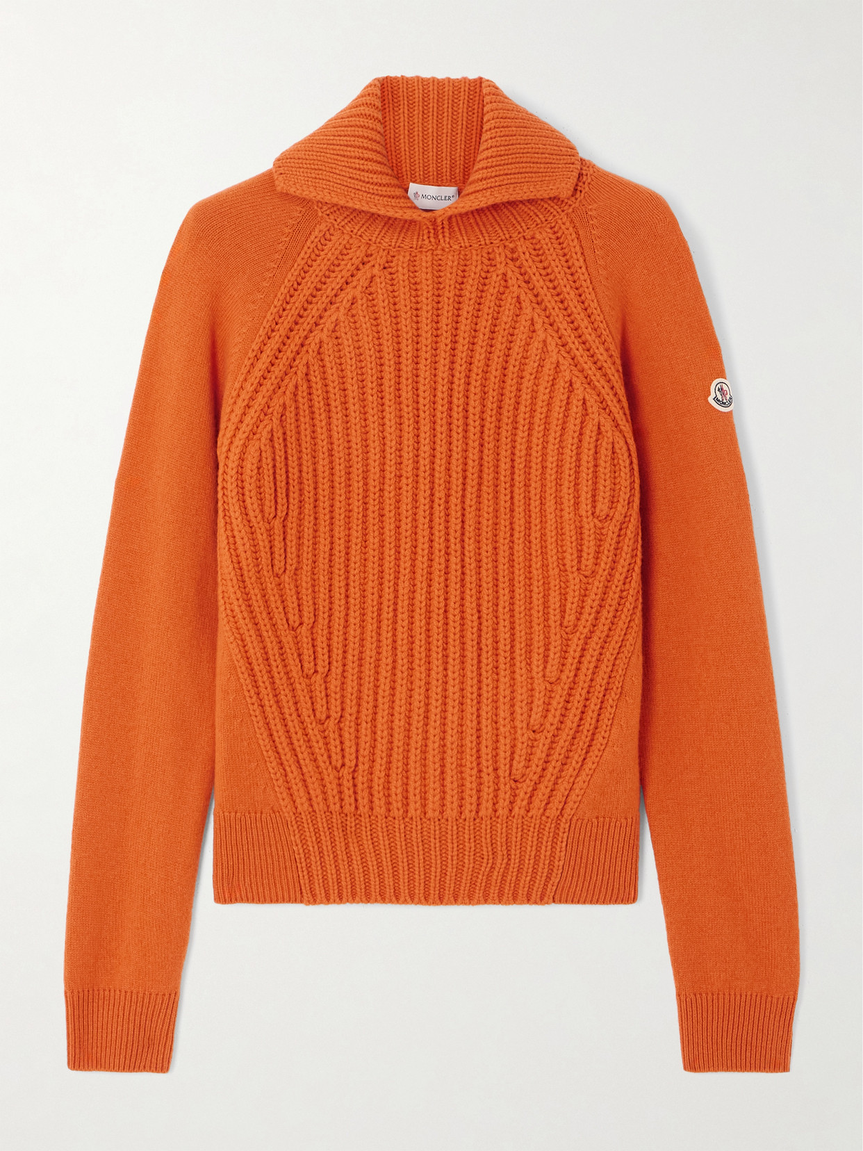 Moncler Ribbed Wool And Cashmere-blend Turtleneck Polo Sweater In Orange