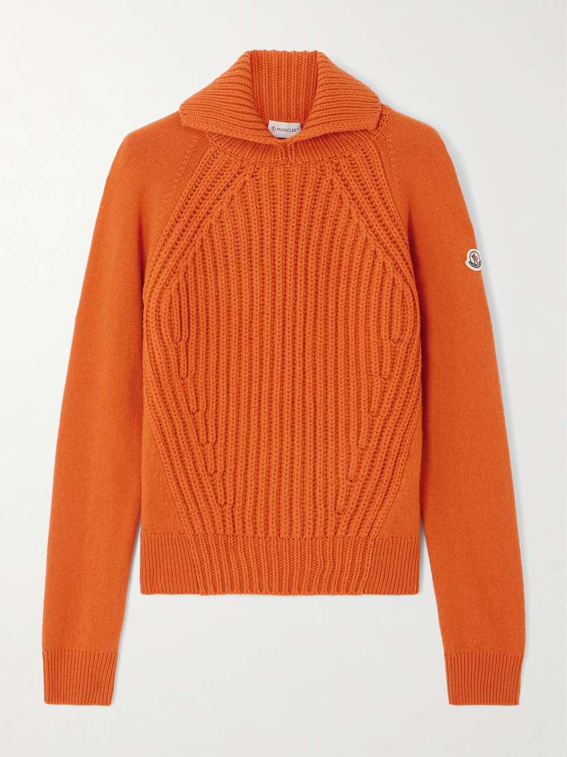 Moncler Ribbed Wool And Cashmere-blend Turtleneck Polo Sweater