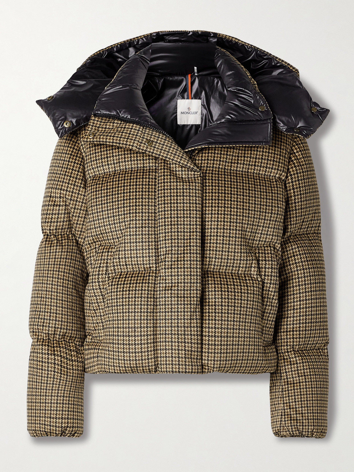 Moncler Quierzy Hooded Houndstooth Twill Down Jacket In Green