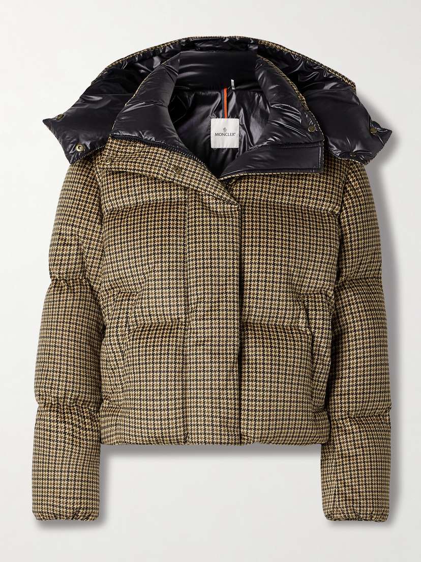 Moncler Quierzy Hooded Houndstooth Twill Down Jacket