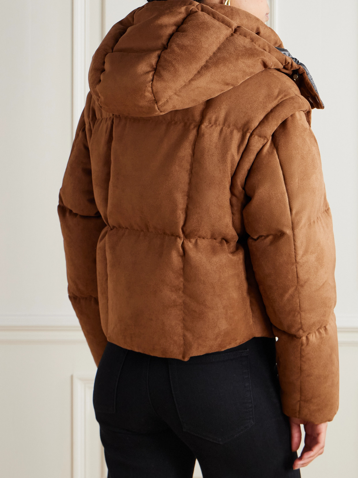 Paterne Convertible Hooded Quilted Brushed-Moleskin Down Jacket
