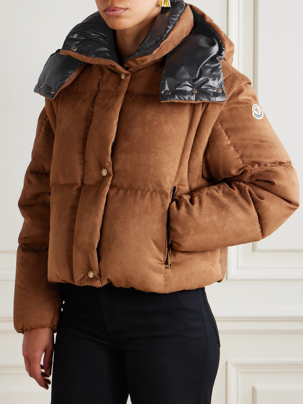 Paterne Convertible Hooded Quilted Brushed-Moleskin Down Jacket